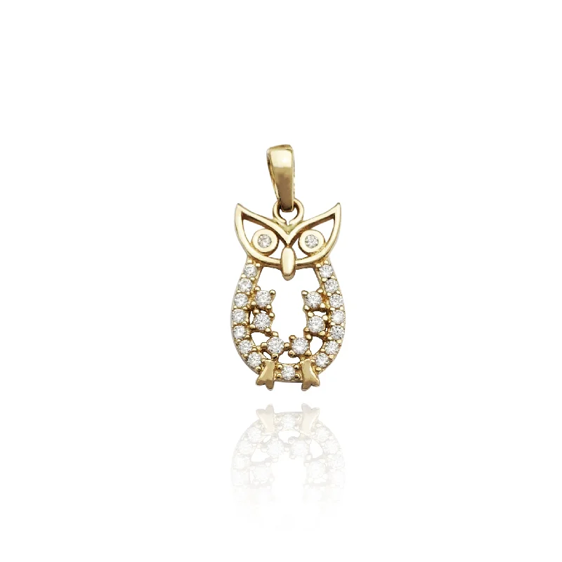 celestial meteor shower earrings Outlined Owl CZ Pendant (14K)