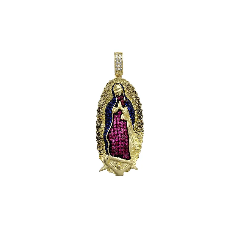 celestial lunar eclipse pendant Pave Colorful Virgin Mary Pendant (Silver)