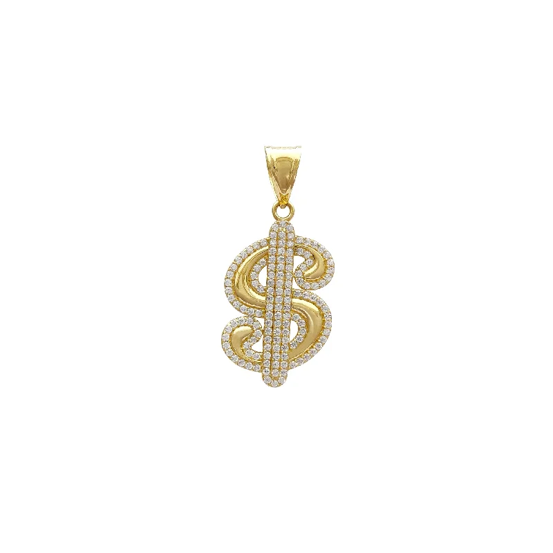 vintage filigree locket necklace Iced-Out Dollar Sign Pendant (14K)