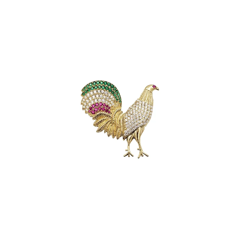 adjustable gemstone choker Rooster CZ Pendant (14K)