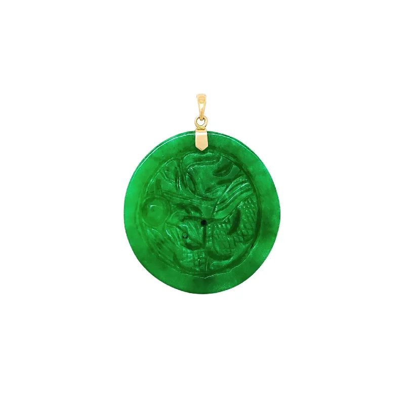 colorful gemstone engagement ring Round Ancient Dragon Jade Pendant (14K)