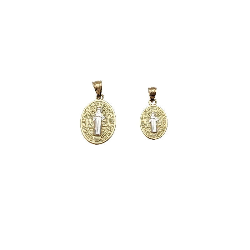 pearl stud earrings classic Saint Benedict Medal Pendant (14K)