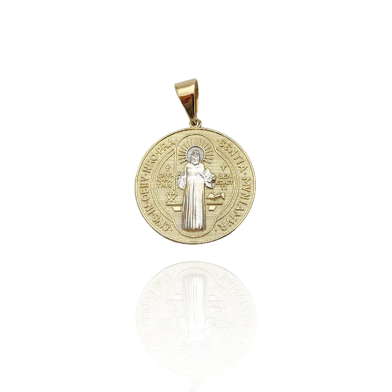 moissanite engagement ring affordable Saint Benedict Medallion Pendant (14K)