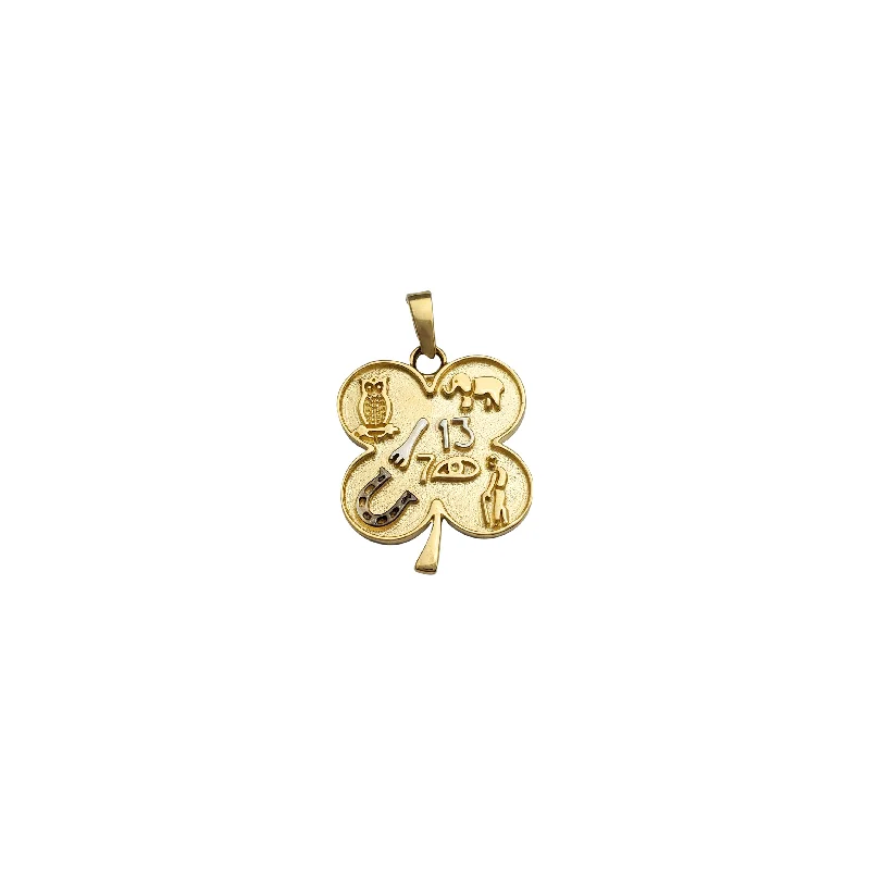 handmade silk thread earrings Seven Potential Clover Pendant (14K)