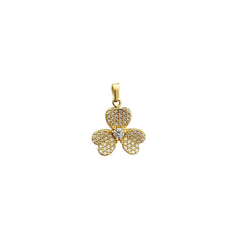 gold and turquoise statement ring Shamrock Pendant (14K)
