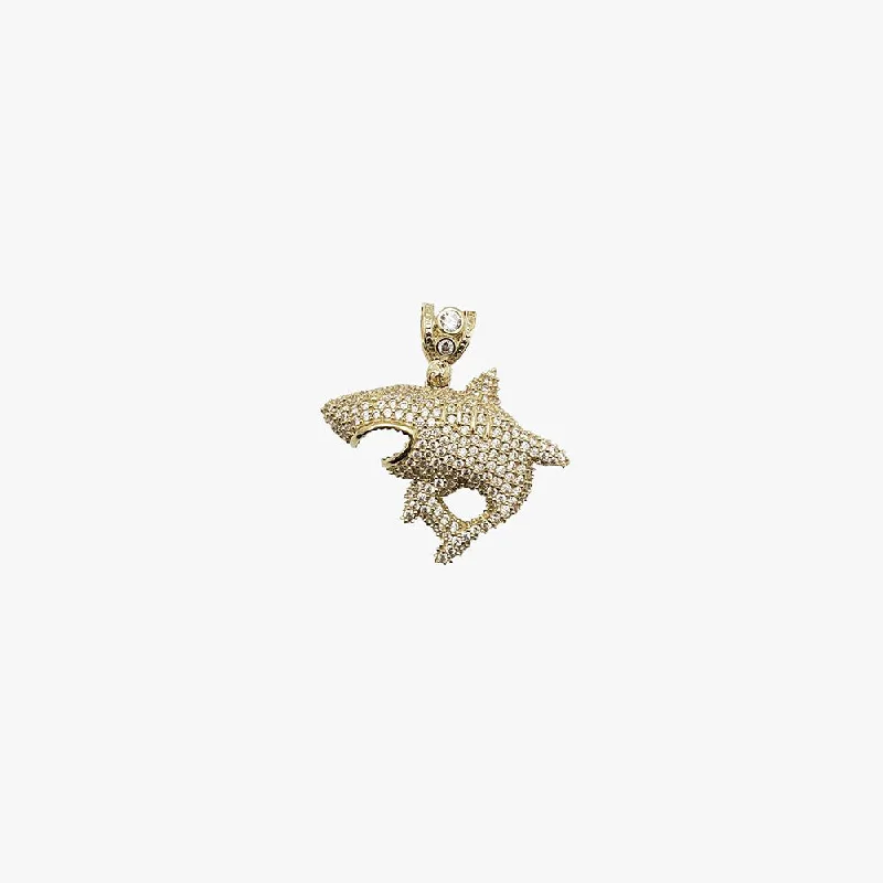 dainty rose gold chain bracelet Iced-Out Shark Attack Pendant (10K)