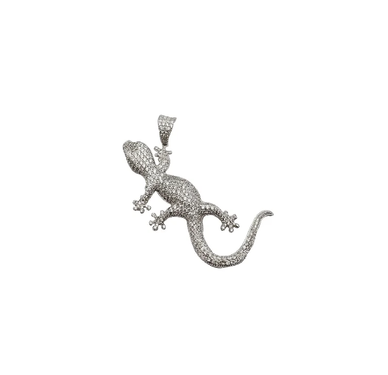 multi-gemstone eternity band Silver Gecko Pendant (925)
