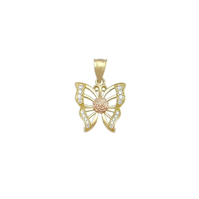 crystal drop earrings elegant Rosy Bosom Butterfly Pendant (14K)