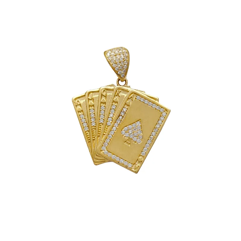 custom star sign necklace Icy Accent Royal Flush Pendant (14K)