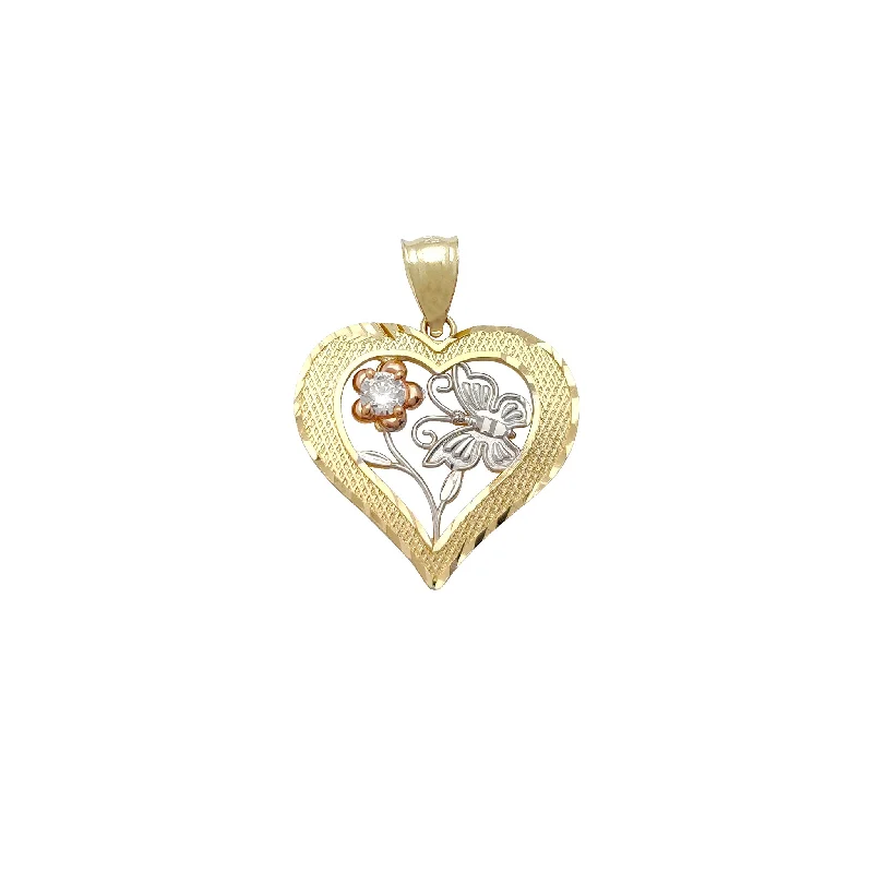 eternity ring for anniversary Rose & Butterfly Lacy Heart Pendant (14K)