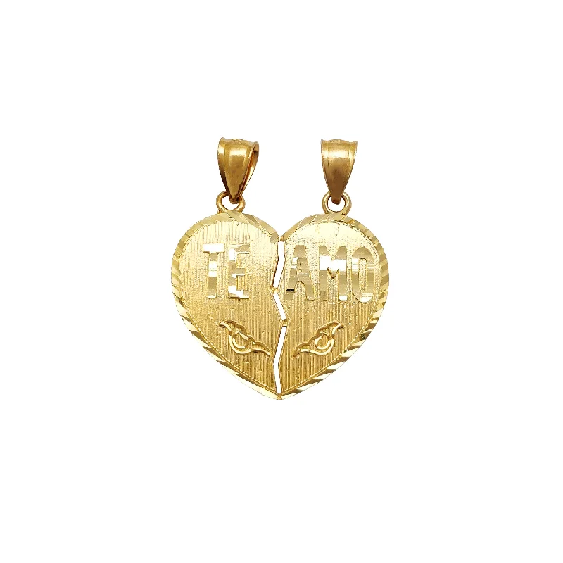 hand-stamped coordinates bracelet Te Amo Partable Heart Pendant (14k & 10K)