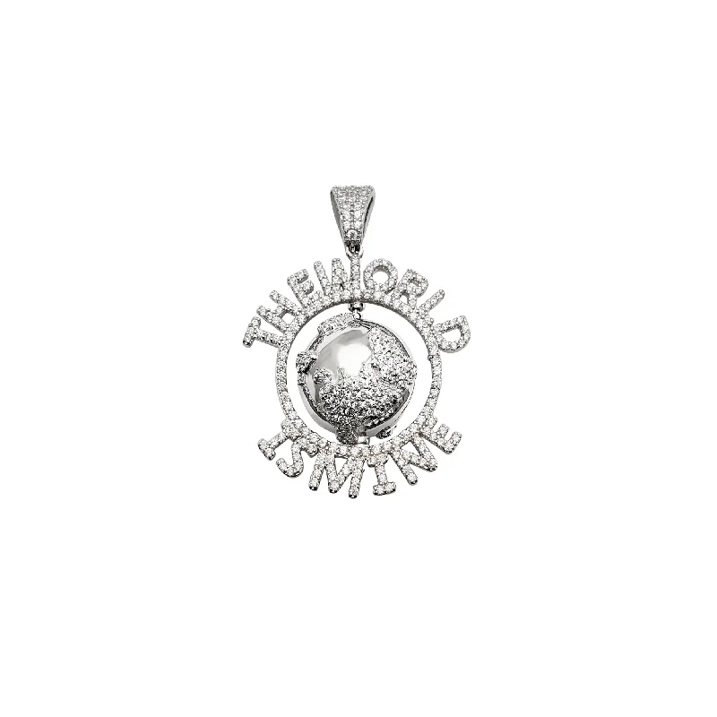 dainty opal nose ring The World Is Mine Globe CZ Pendant (Silver)