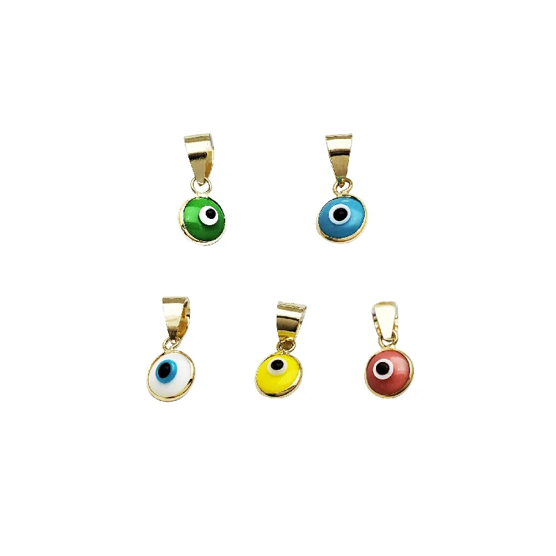handmade antique silver bangle Tiny Evil Eye Pendant (14K)