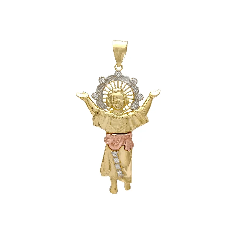 titanium spinner ring anxiety relief Tri-Color Halo Baby Jesus Pendant (14K)