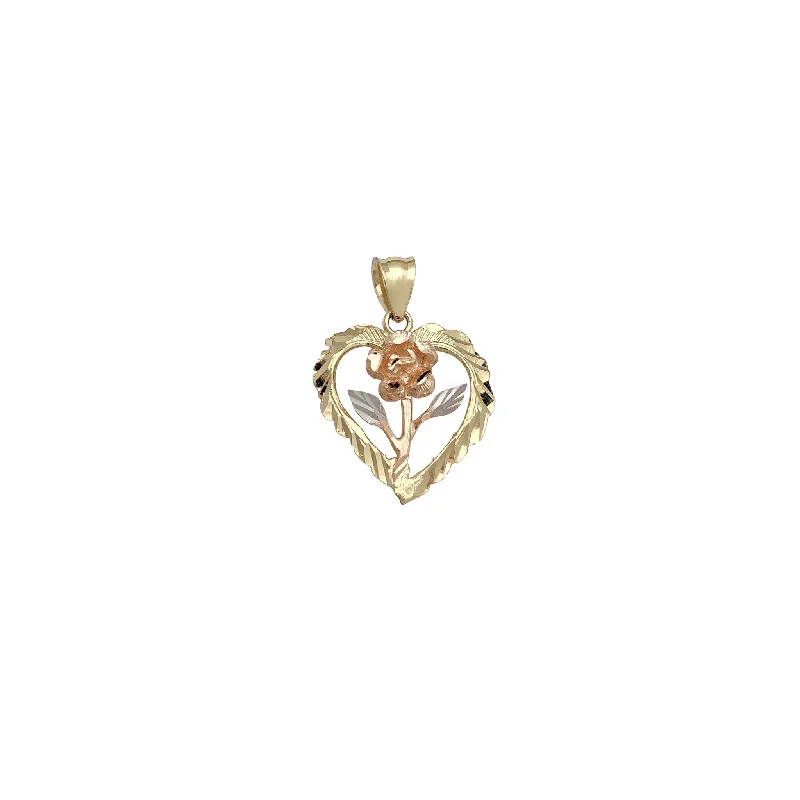 handcrafted beaded bracelet boho Tri-Color Rose Heart Pendant (14K)