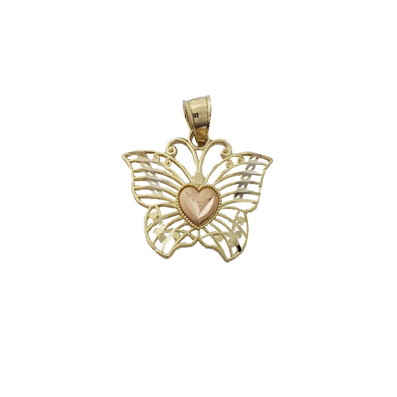 solid gold cartilage hoop Tricolor butterfly Pendant