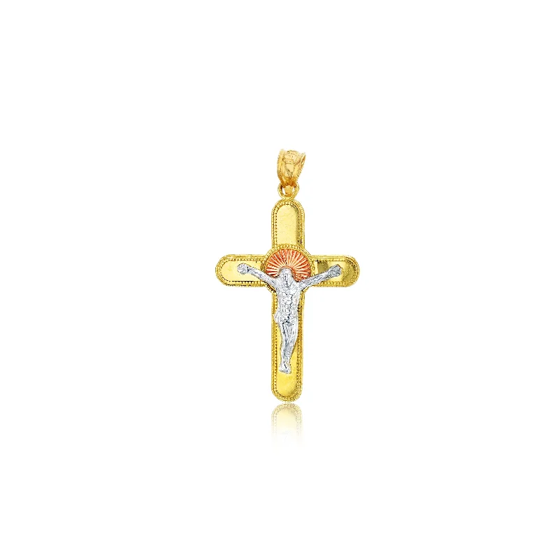 star-shaped cartilage stud earrings Tricolor Cross Pendant (14K)