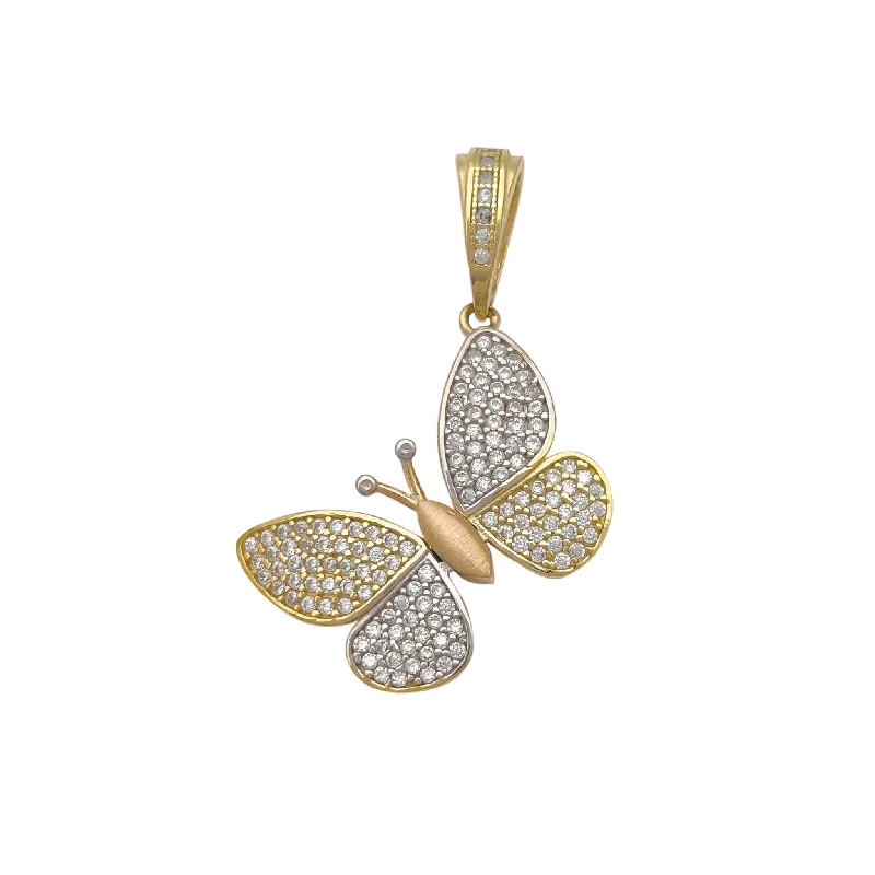 men’s black onyx bracelet Two-Color Dainty CZ Butterfly Pendant (14K)