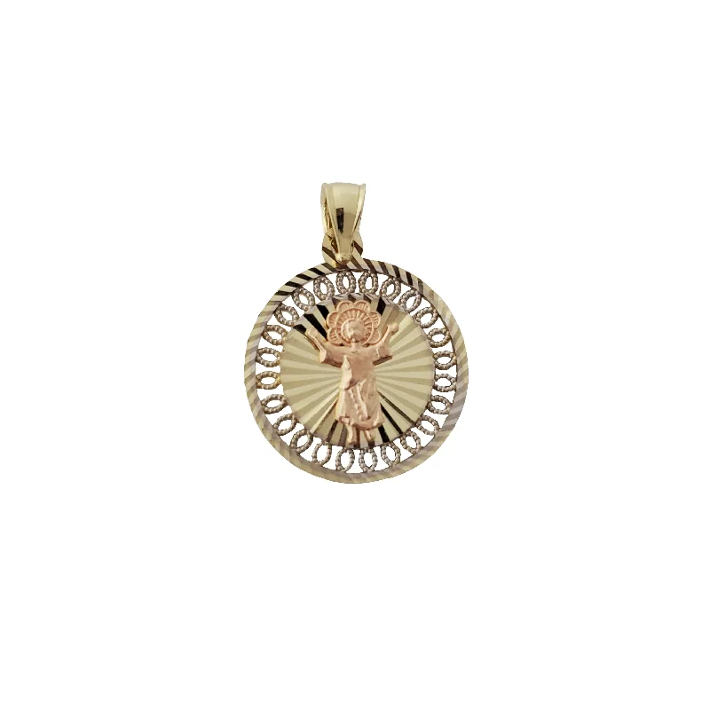 butterfly charm bracelet delicate Tricolor Divine Child Medallion Pendant (14K)