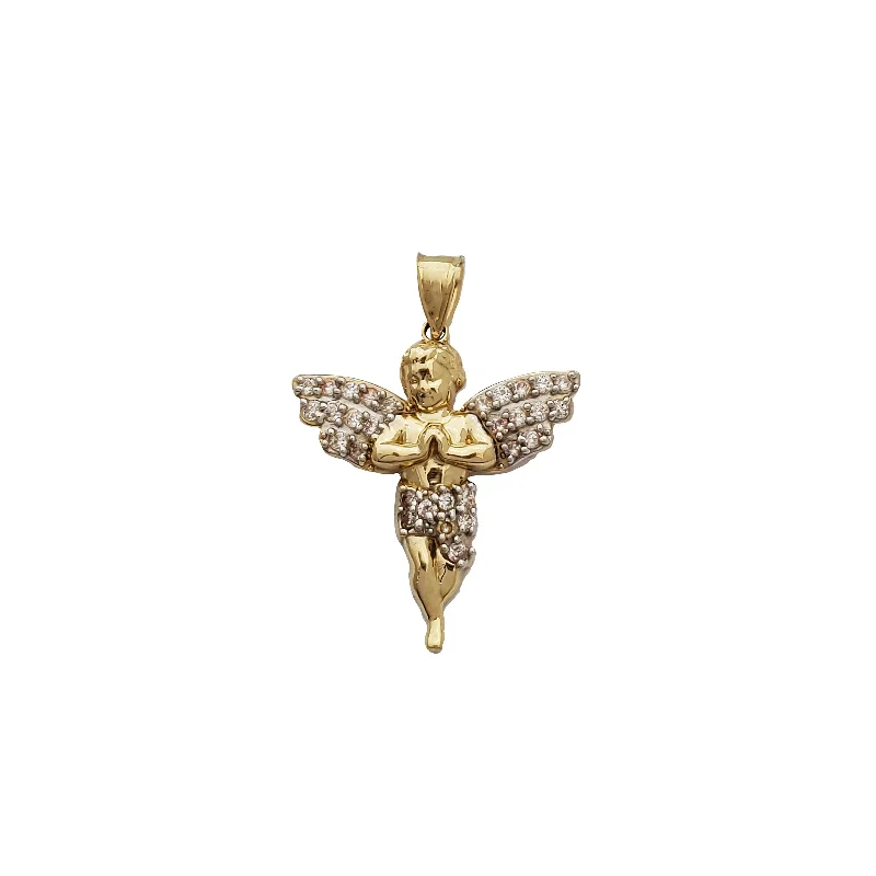 elegant aquamarine drop earrings Two-Tone Icy Angel Pendant (14K)
