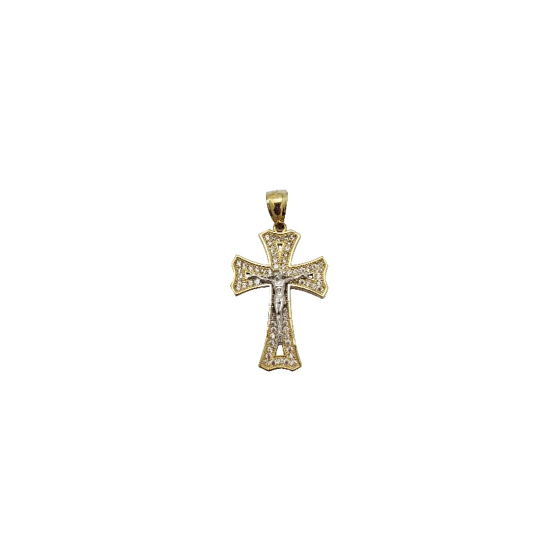 dainty sapphire gemstone bracelet Two Tone Cross Pendant (14K)