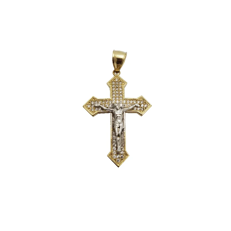 vintage citrine ring Two-Tone Crucifix Pendant (14K)