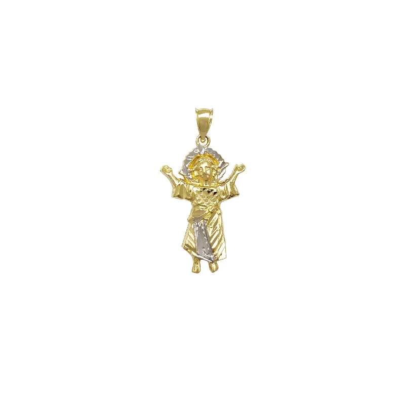 elegant pearl necklace with diamonds Two-Tone Diamond Cuts Baby Jesus Pendant (14K)