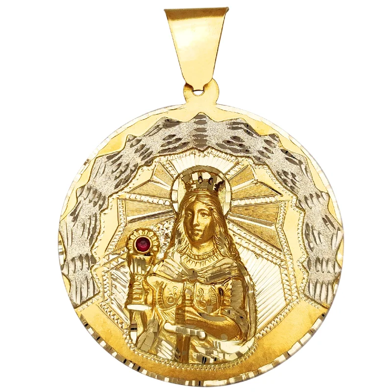 simple gold stacking rings Two-Tone Diamond Cuts Santa Barbara Medallion Pendant (14K)