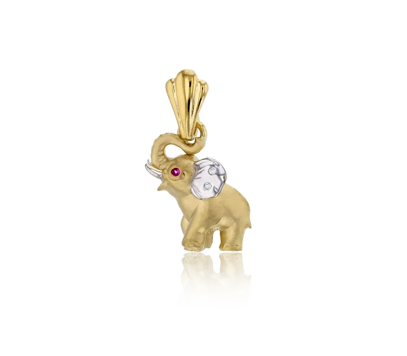 handmade clay bead earrings Two-tone Elephant Pendant (14K)