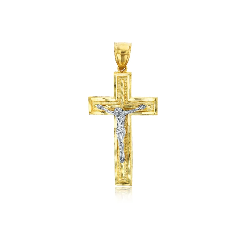 handmade ceramic bead bracelet Two-tone Jesus Cross Pendant (14K)