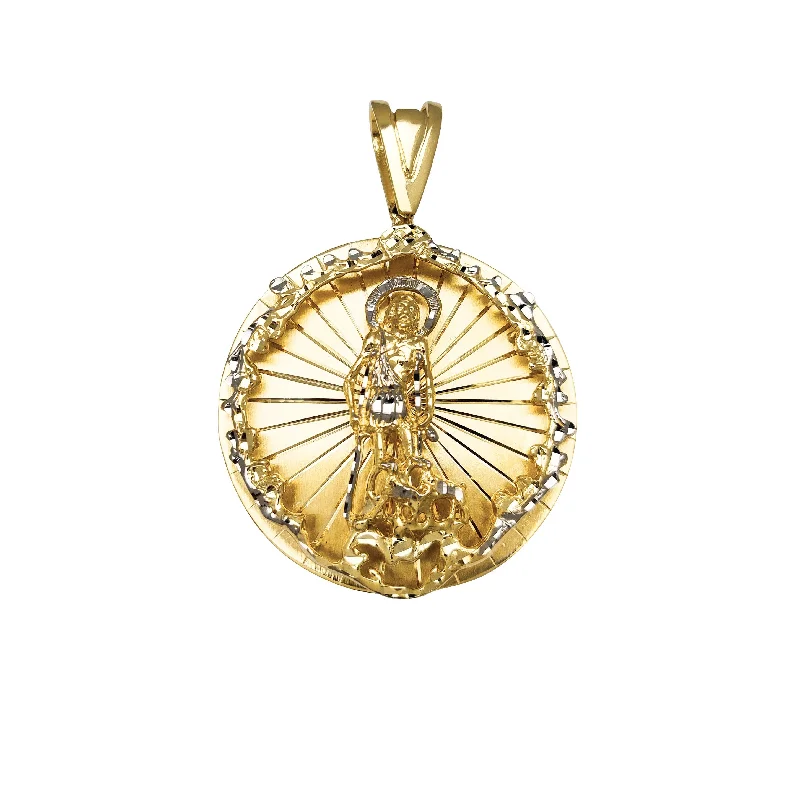 personalized name ring Two-Tone Saint Lazarus Medallion Pendant (14K)