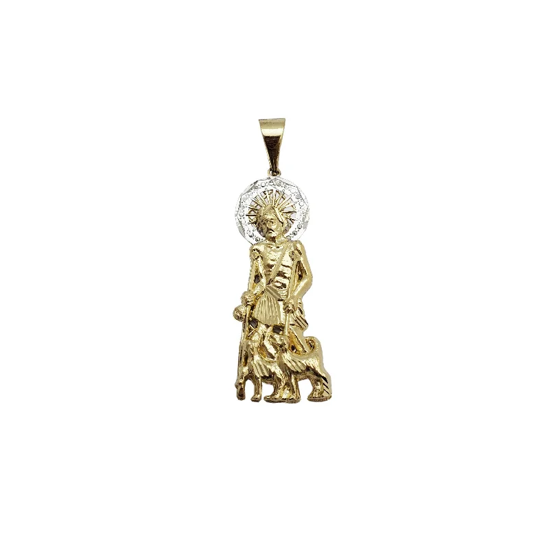 classic silver pearl earrings Two-Tone Saint Lazarus Pendant (14K)