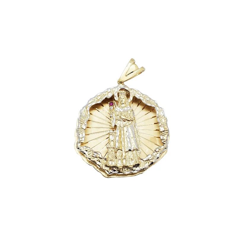 men’s leather and silver bracelet Two-tone Santa Barbara Pendant (14K)