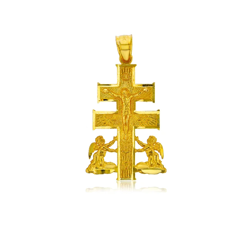 braided gold chain bracelet Yellow Gold Caravaca Cross Pendant (14K)
