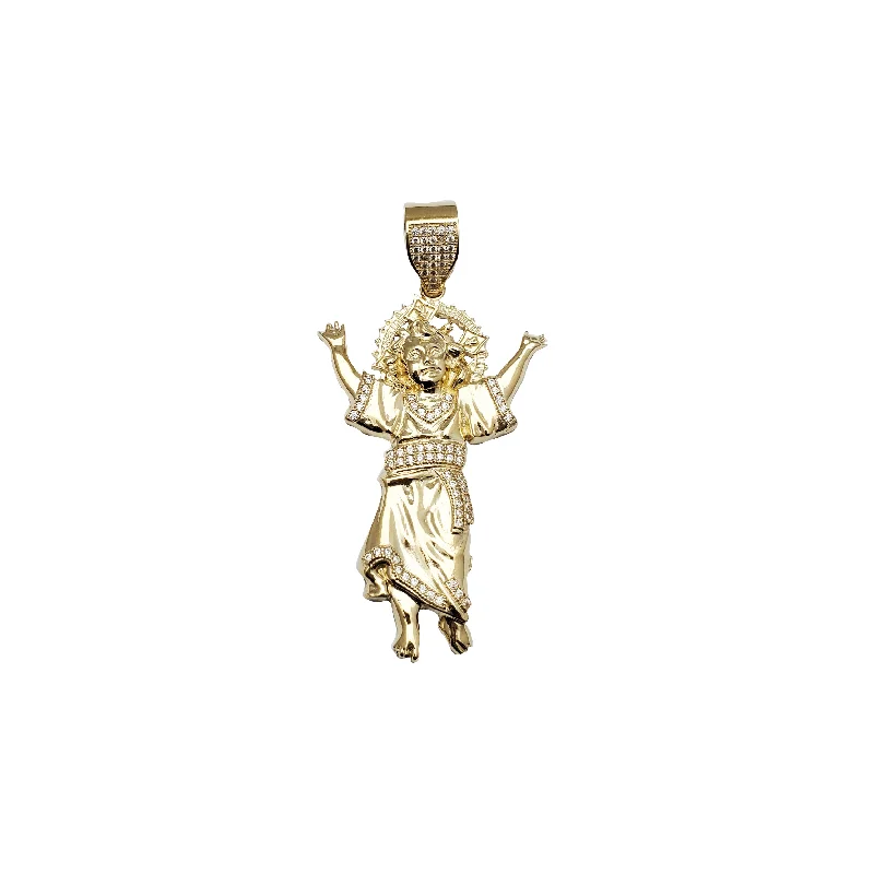 small diamond cross pendant Yellow Gold CZ Divine Child (14K)