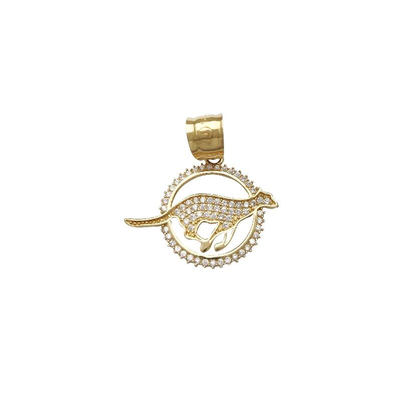 bold gothic vampire ring Yellow Gold CZ Kangaroo Pendant (14K)