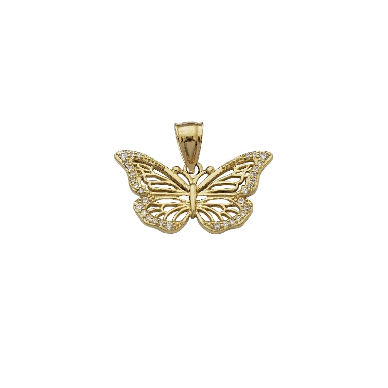 adjustable braided rope ring Yellow Gold Dainty Butterfly Pendant (14K)