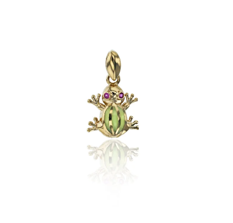 vintage art deco sapphire ring Yellow Gold Frog Pendant (14K)