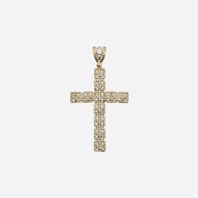 custom zodiac sign ring Iced-Out Quadrant Cross Pendant (10K)