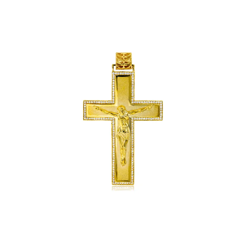 sterling silver charm anklet Yellow Gold Jesus Cross Pendant (14K)