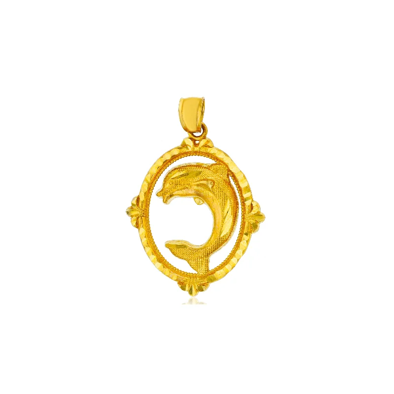 handmade braided hemp bracelet Yellow Gold Plain Dolphin Pendant (14K)