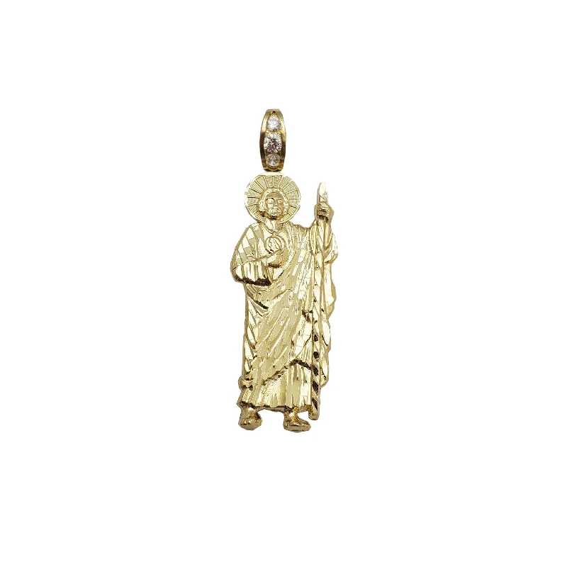 custom initial pendant necklace Diamond-Cut Icy Bail Saint Jude Pendant (14K)