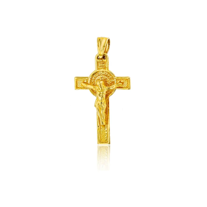 dainty lotus flower ring Multitextured Crucifix Cross Pendant (14K)
