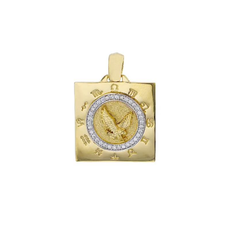 celestial sun charm anklet Zodiac Signs Square Eagle Pendant (14K)